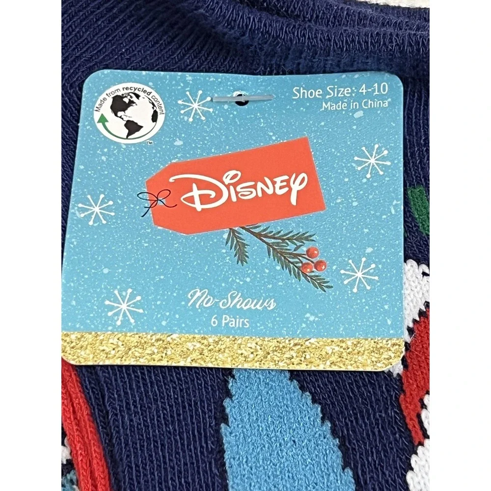 Elf and Disney Stitch No-Show‎ Socks Womens Shoe Size 4-10 12 Pairs Christmas